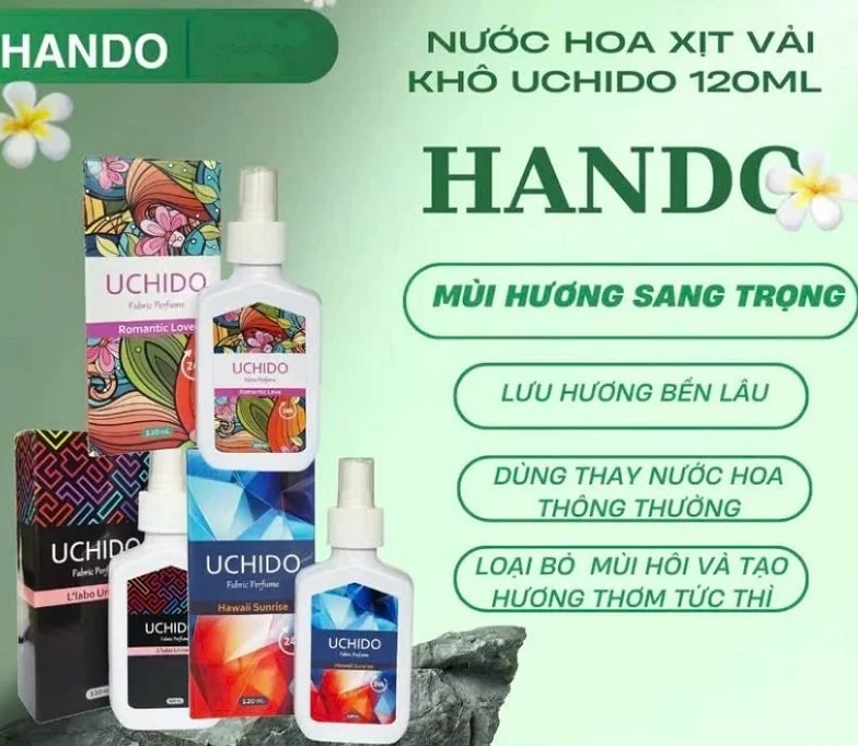  Xịt Thơm Quần Áo, Vải Vóc Uchido Hando 120 ml (Hương Tinh Dầu Nước Hoa) 