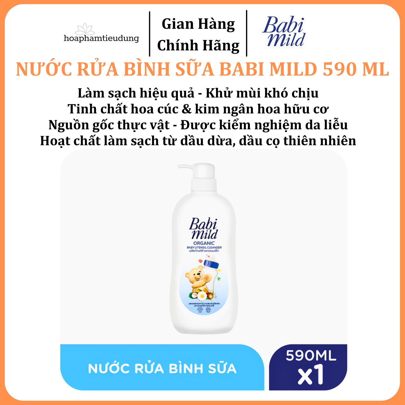  Nước Rửa Bình Sữa Cho Bé Babi Mild Utensil Cleaner 590 ml 