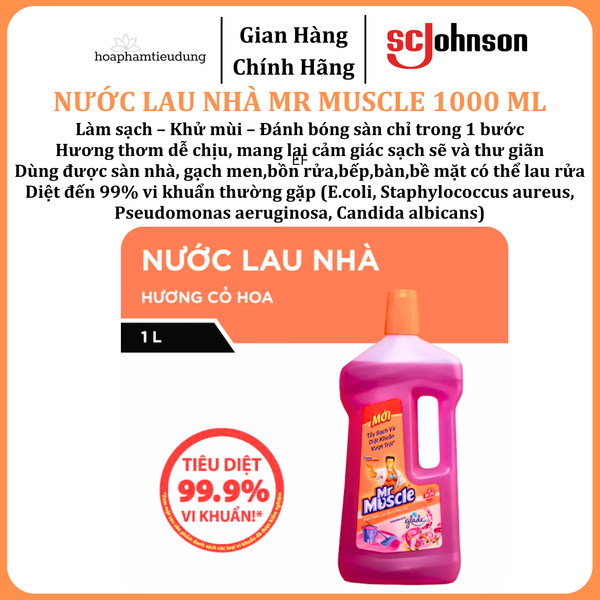  Nước Lau Nhà Diệt Khuẩn Sáng Bóng MR MUSCLE 1000 ml 