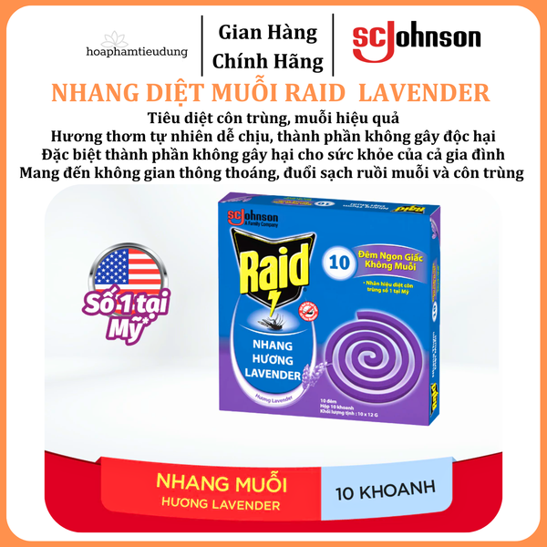  Nhang Diệt Muỗi RAID Hương Lavender 10 Khoanh 
