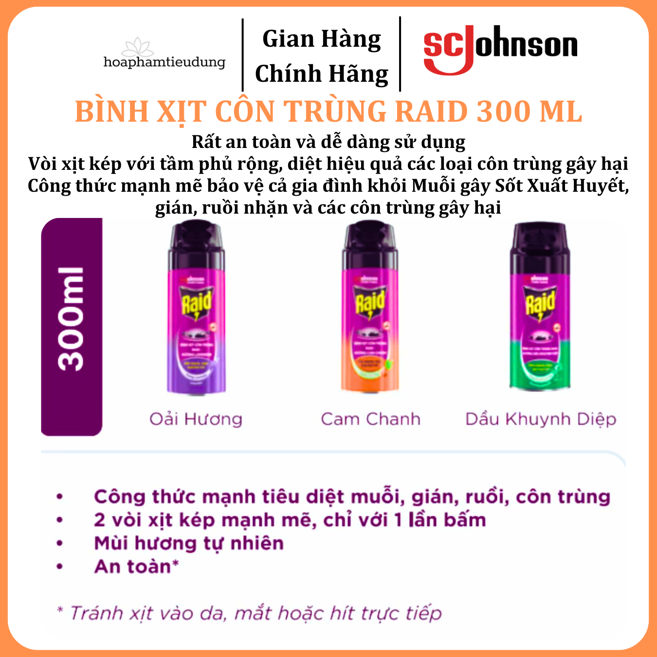  Bình Xịt Côn Trùng RAID 300 ml 