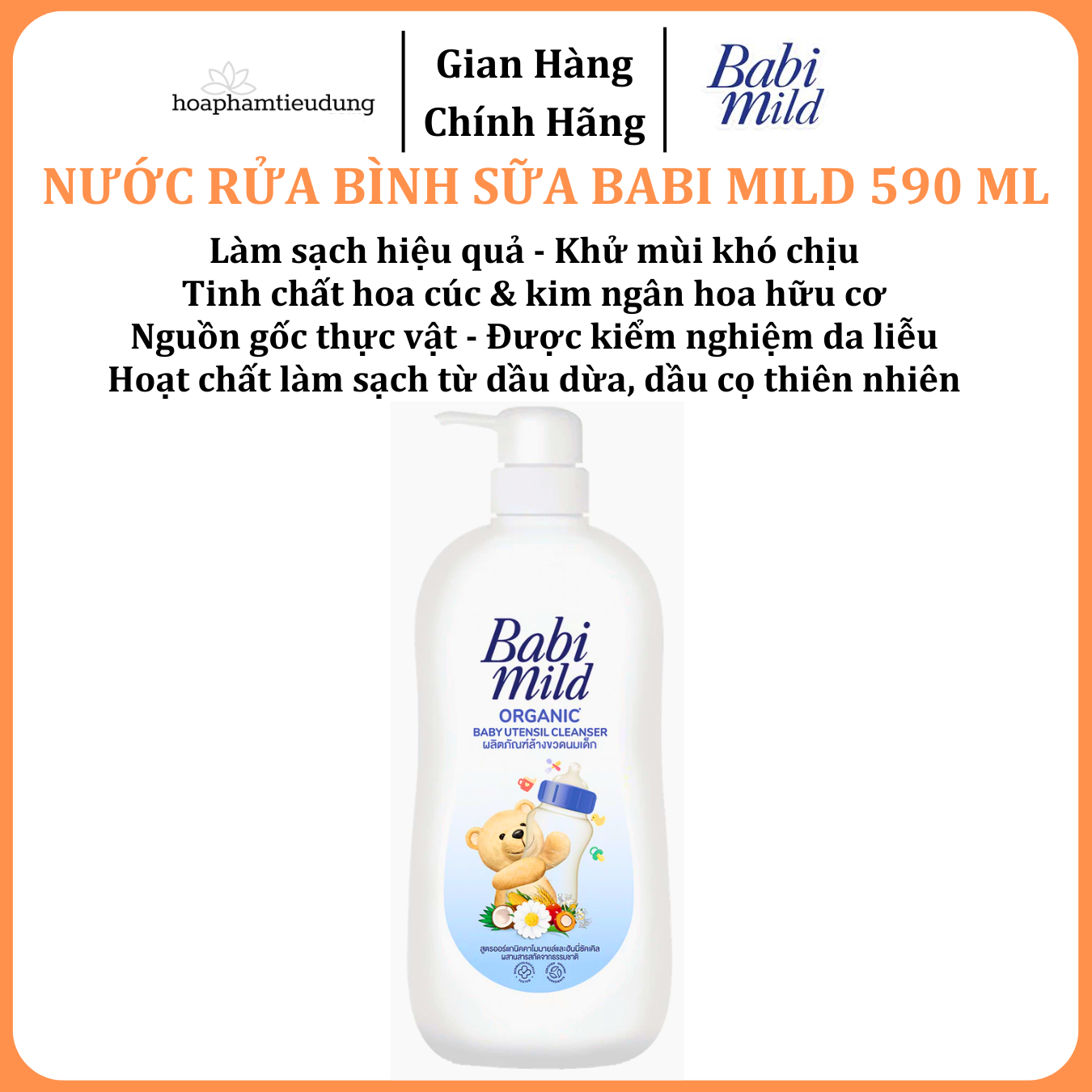  Nước Rửa Bình Sữa Cho Bé Babi Mild Utensil Cleaner 590 ml 