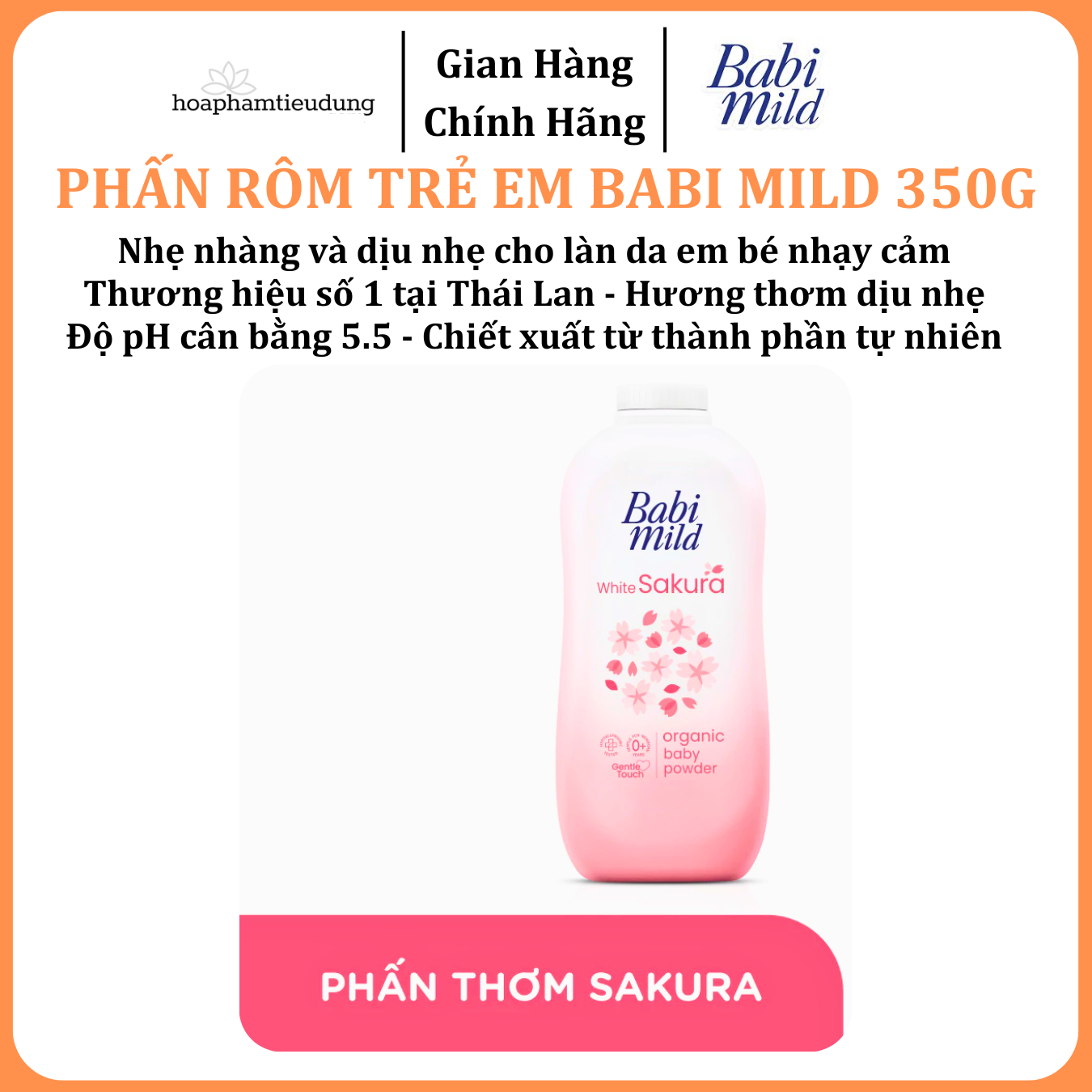  Phấn Rôm Trẻ Em Babi Mild 350g 