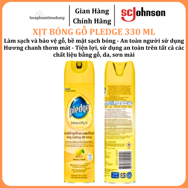  Xịt Bóng Gỗ PLEDGE Hương Chanh Làm Sạch Và Bảo Vệ Bề Mặt 330 ml 