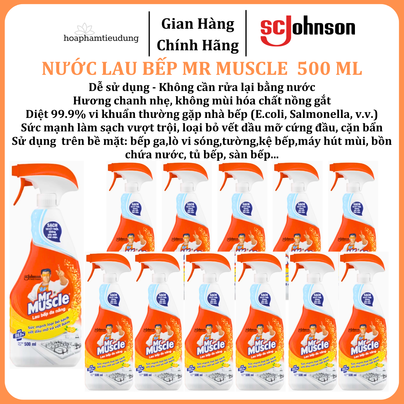  Nước Lau Bếp Đa Năng MR MUSCLE Hương Chanh 500 ml 
