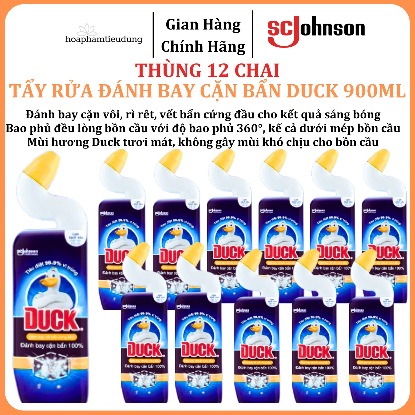  Tẩy Rửa Đánh Bay Cặn Bẩn DUCK Hương Cam Quýt 900ml 