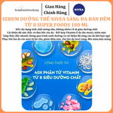  Serum Dưỡng Thể NIVEA Sáng Da Ban Đêm từ 8 Super Foods 180 ml 