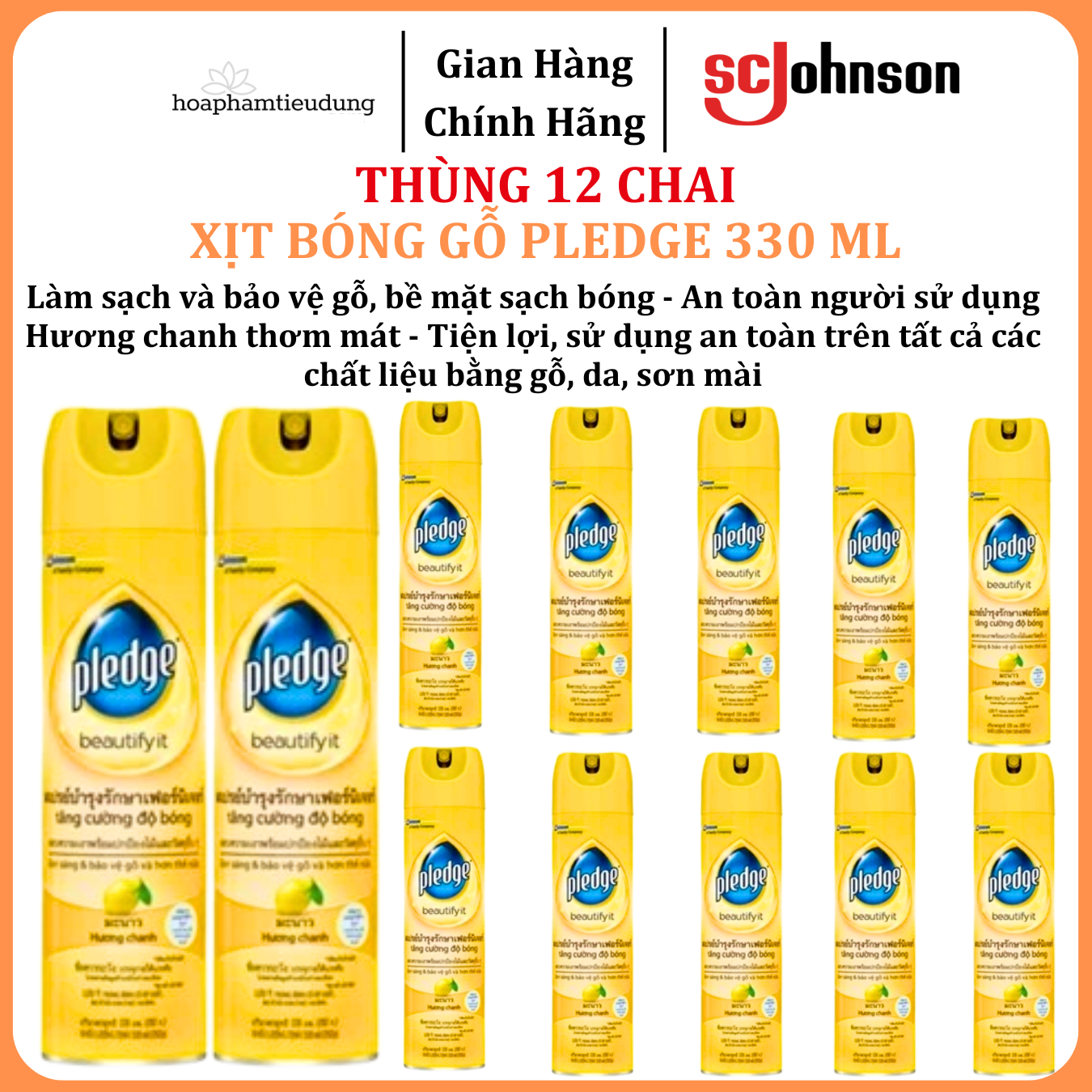  Xịt Bóng Gỗ PLEDGE Hương Chanh Làm Sạch Và Bảo Vệ Bề Mặt 330 ml 