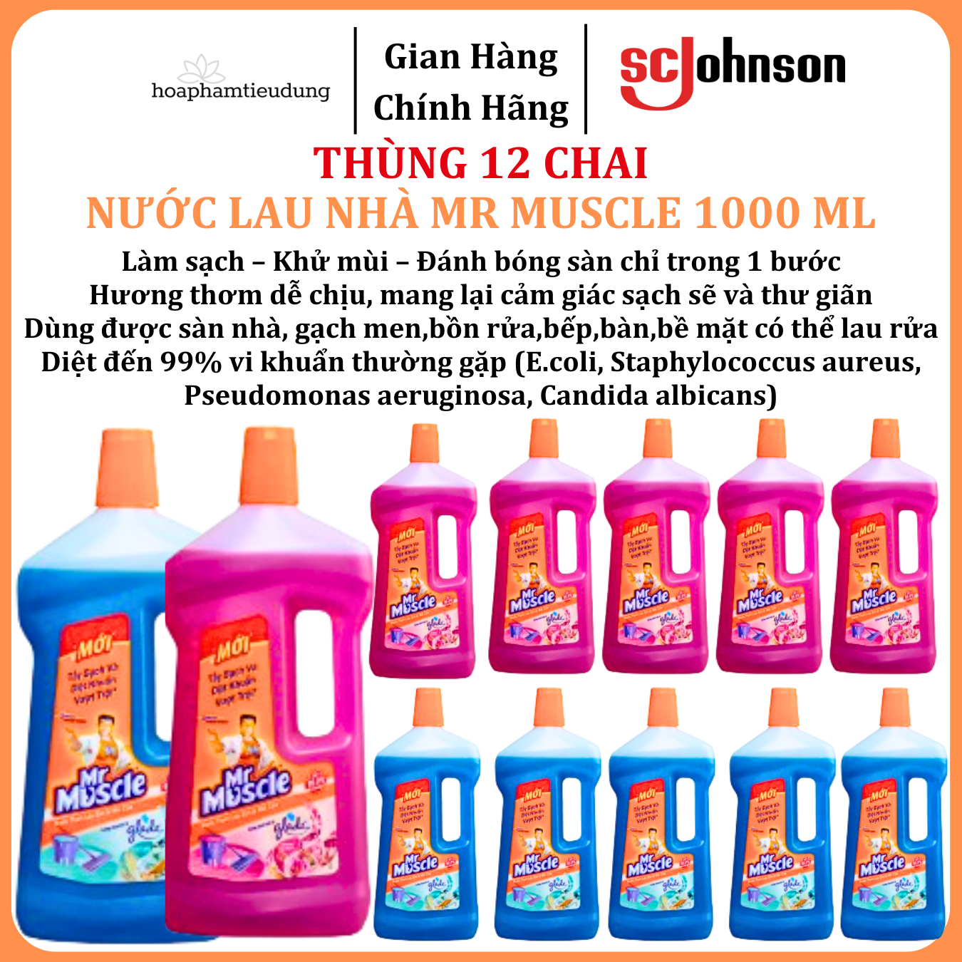  Nước Lau Nhà Diệt Khuẩn Sáng Bóng MR MUSCLE 1000 ml 