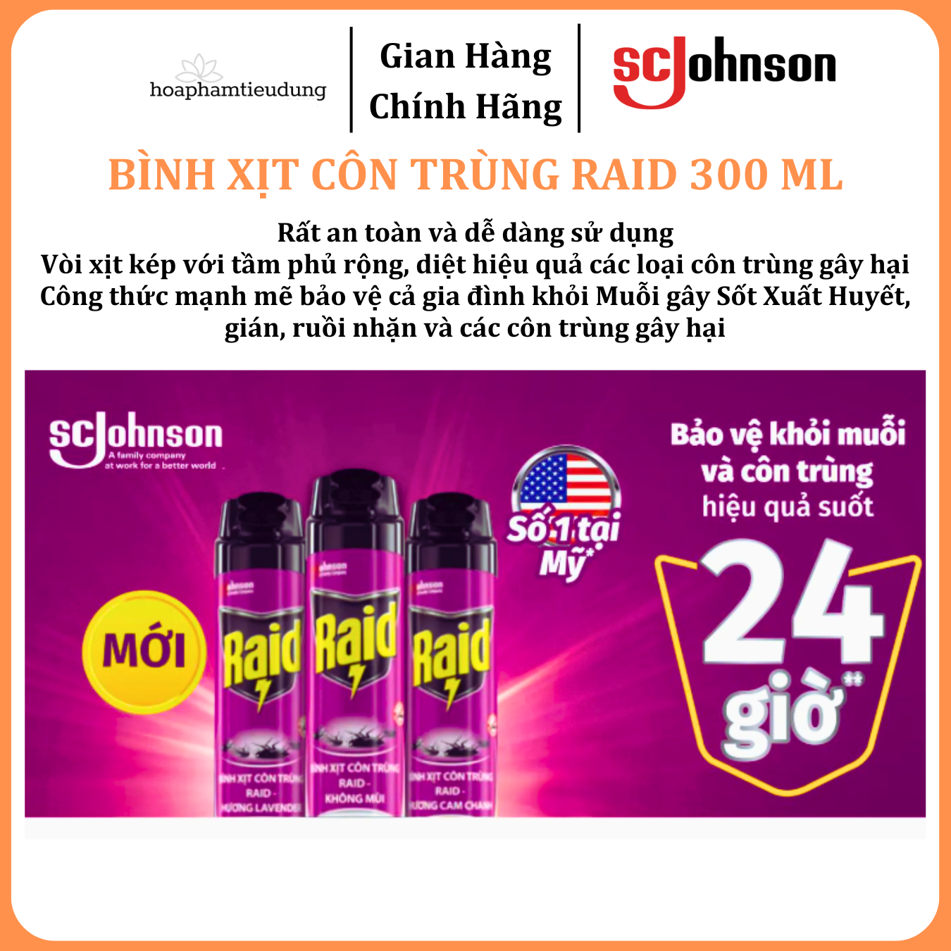  Bình Xịt Côn Trùng RAID 300 ml 