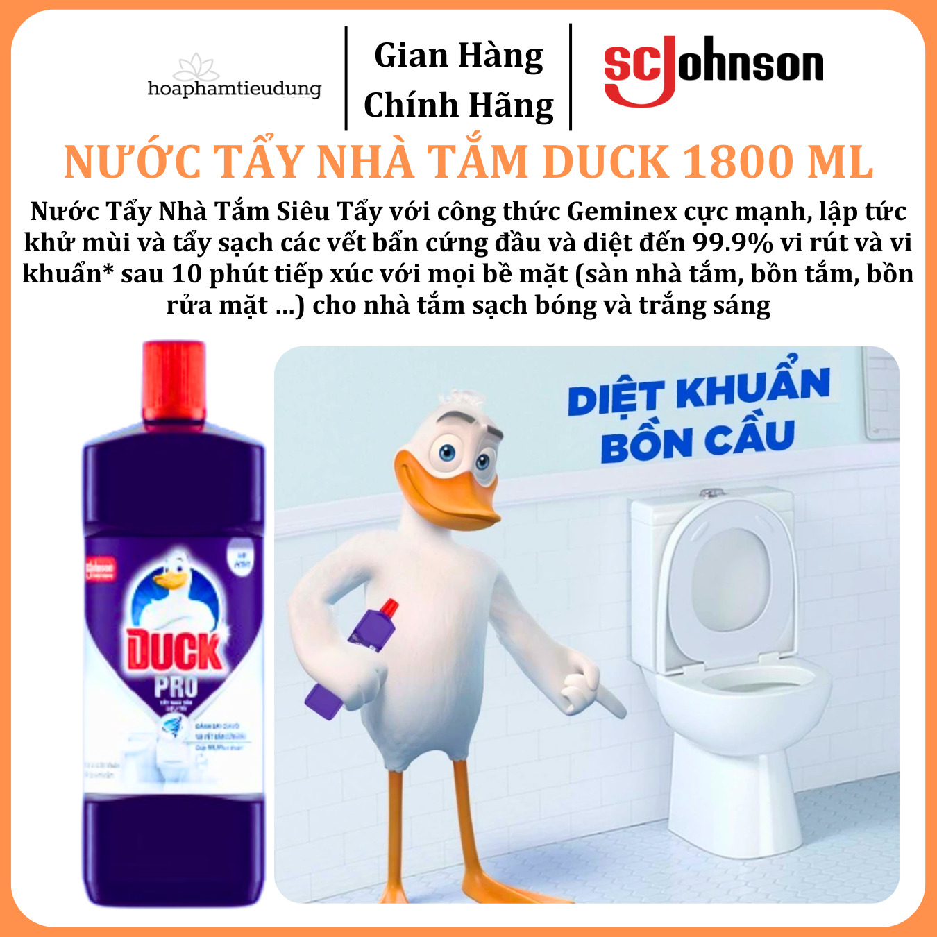  Tẩy Rửa Nhà Tắm DUCK Siêu Tẩy Pro 1800ml 