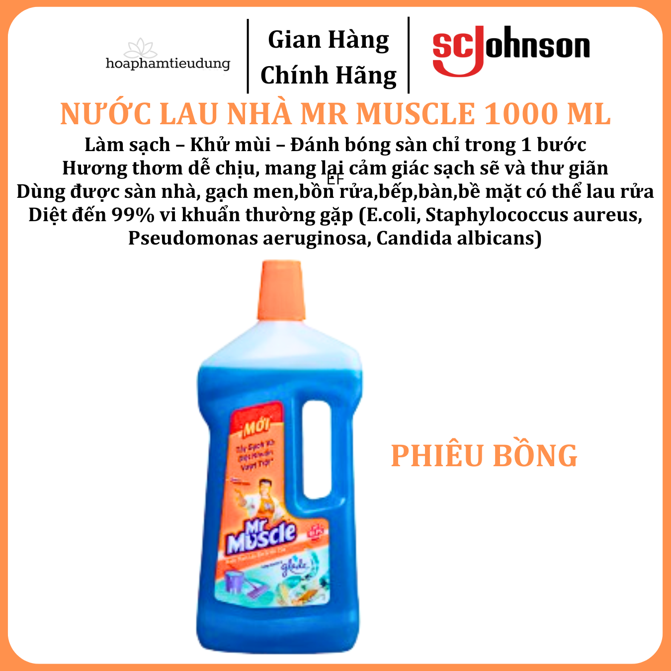  Nước Lau Nhà Diệt Khuẩn Sáng Bóng MR MUSCLE 1000 ml 