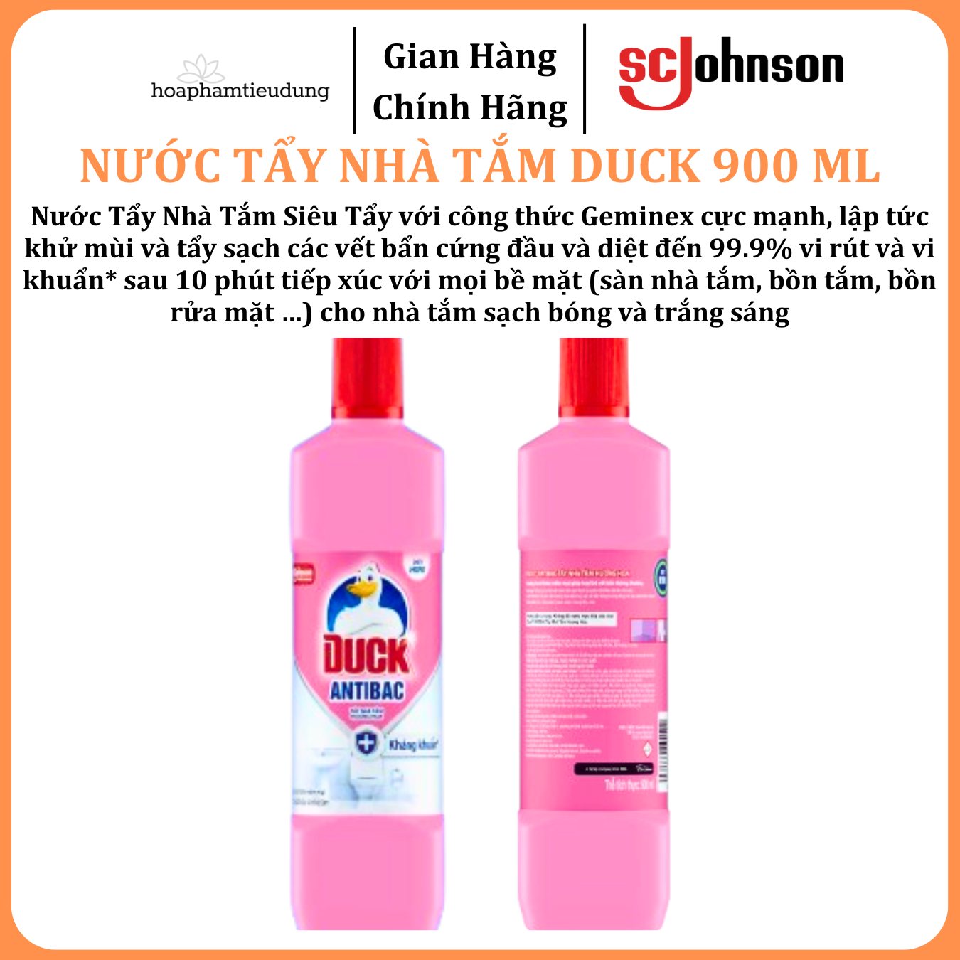 Nước Tẩy Nhà Tắm Diệt Khuẩn Tẩy Sạch Vết Bẩn DUCK 900ml 