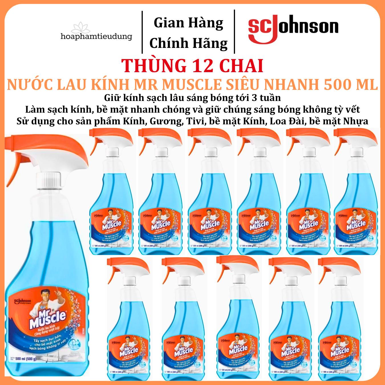  Nước Lau Kính MR MUSCLE Siêu Nhanh 500 ml 
