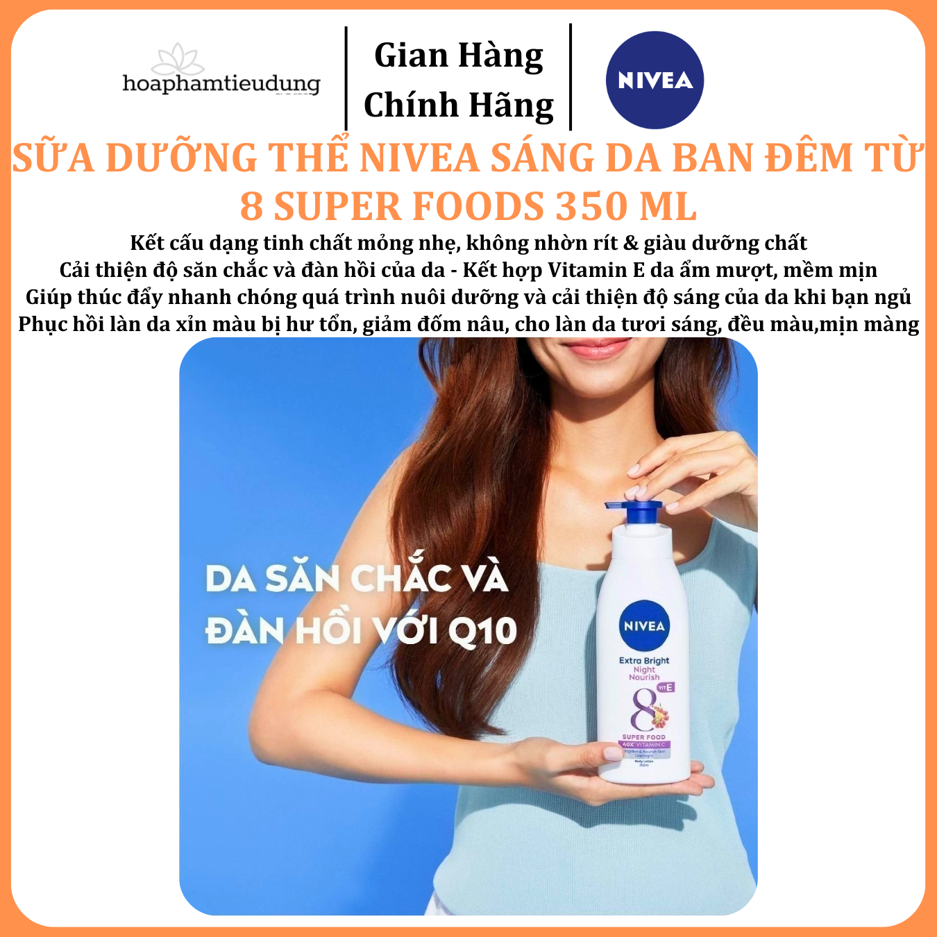  Sữa Dưỡng Thể NIVEA Sáng Da Ban Đêm từ 8 Super Foods 350 ml 