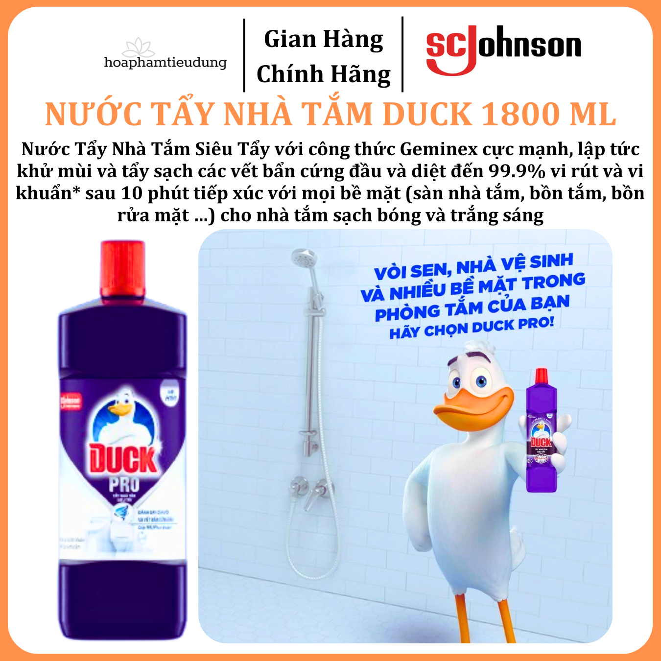 Tẩy Rửa Nhà Tắm DUCK Siêu Tẩy Pro 1800ml 