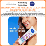  Serum Dưỡng Thể NIVEA Sáng Da Ban Đêm từ 8 Super Foods 180 ml 
