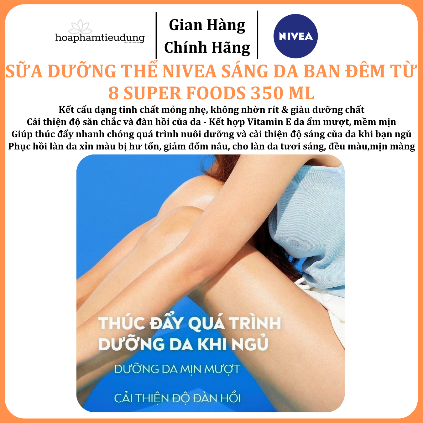  Sữa Dưỡng Thể NIVEA Sáng Da Ban Đêm từ 8 Super Foods 350 ml 