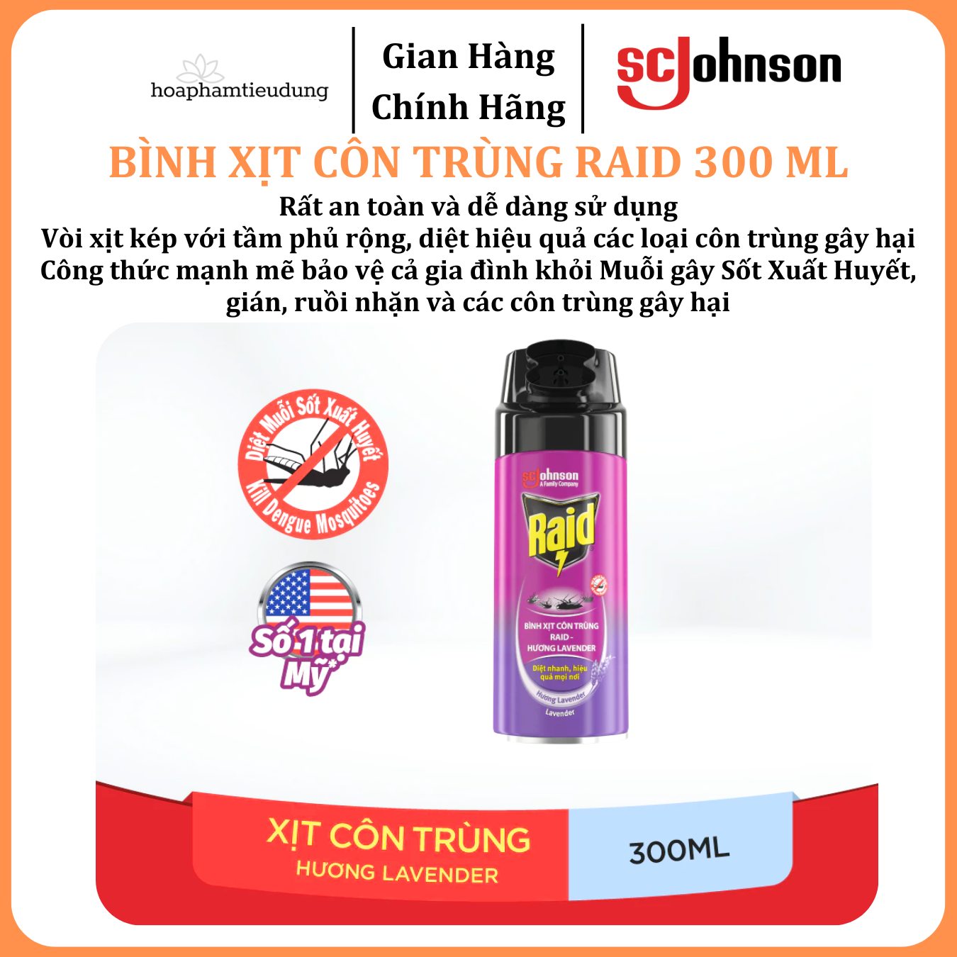  Bình Xịt Côn Trùng RAID 300 ml 