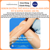  Serum Dưỡng Thể NIVEA Sáng Da Ban Đêm từ 8 Super Foods 180 ml 