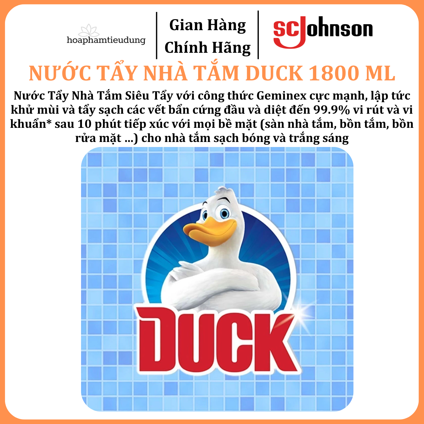  Tẩy Rửa Nhà Tắm DUCK Siêu Tẩy Pro 1800ml 