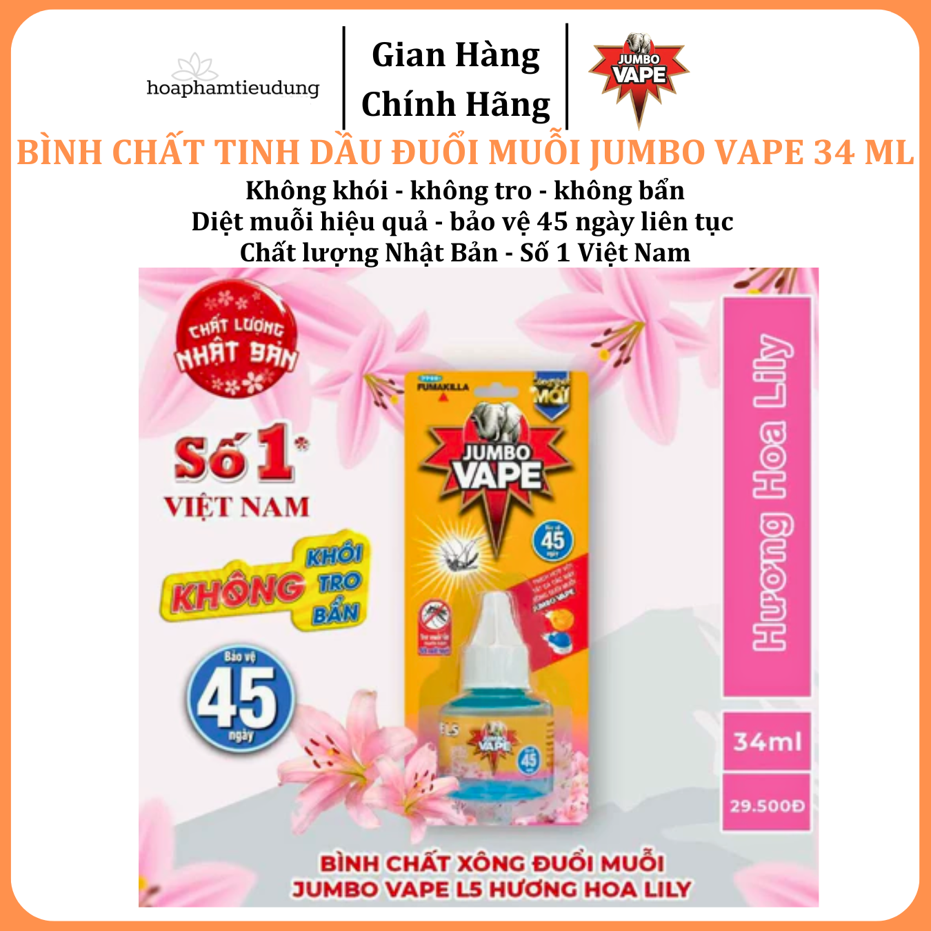  Máy xông tinh dầu đuổi muỗi - Lọ tinh dầu đuổi muỗi của Công ty Jumbo Nhật Bản 