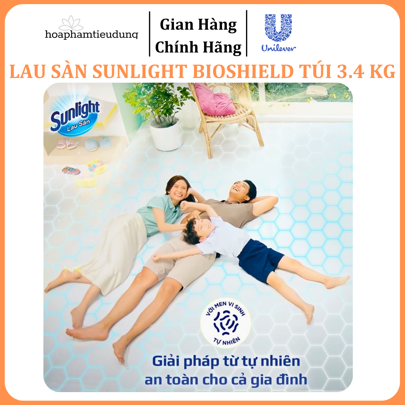  Nước lau sàn Sunlight BIOSHIELD Ngăn côn trùng hiệu quả Túi 3.4 Kg 