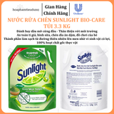  Nước rửa chén Sunlight Bio-care với thành phần từ 100% tự nhiên Túi 3.3 kg 