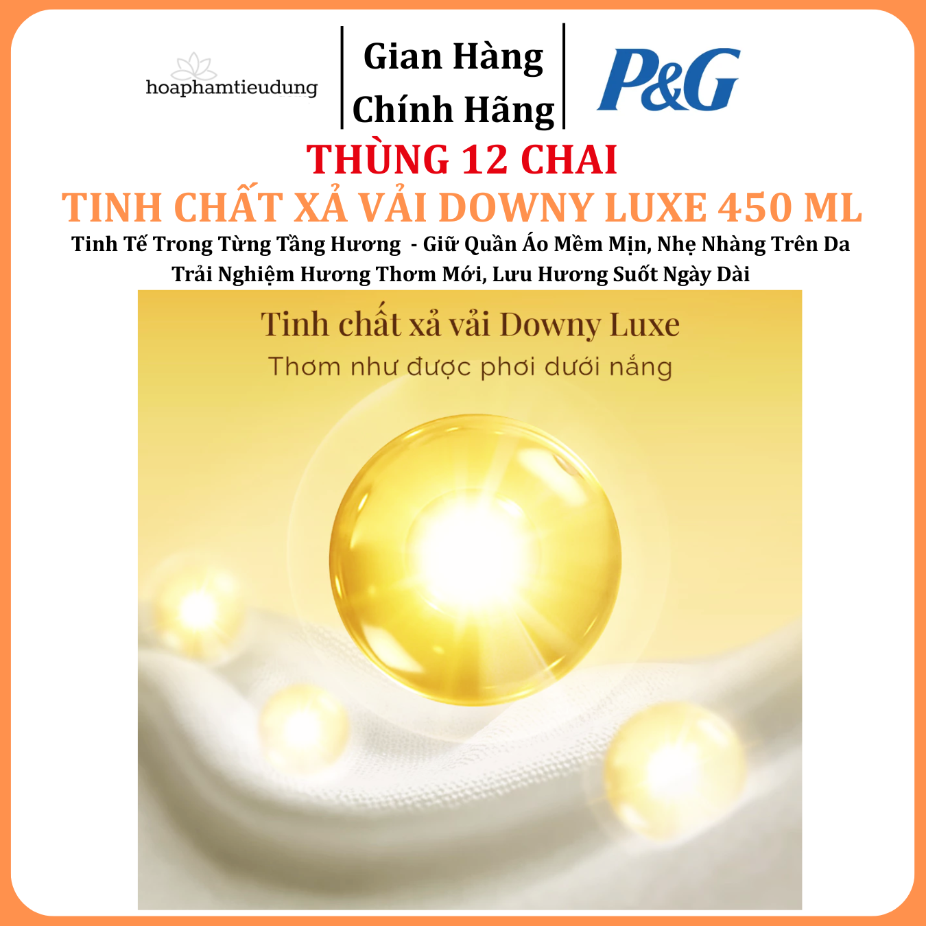  Tinh Chất Xả Vải DOWNY LUXE Tinh Chất Mặt Trời Thơm Như Được Phơi Dưới Nắng - Chai 450ml & Túi 1L 