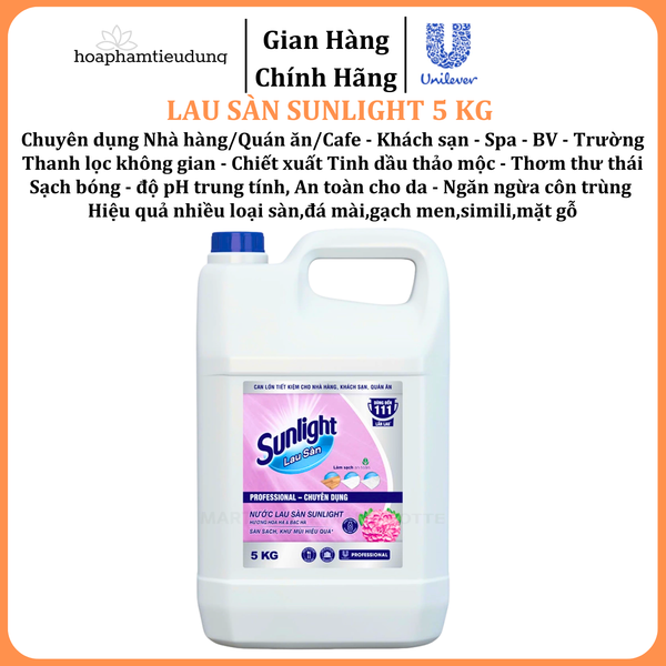  Nước lau sàn Sunlight 5 kg chuyên dụng Nhà hàng - Khách sạn - Bệnh viện - Trường - Spa 