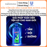  Dầu Tắm - Gội - Dưỡng Mát Lạnh 3 trong 1 cho nam Clear Men Active 630g 