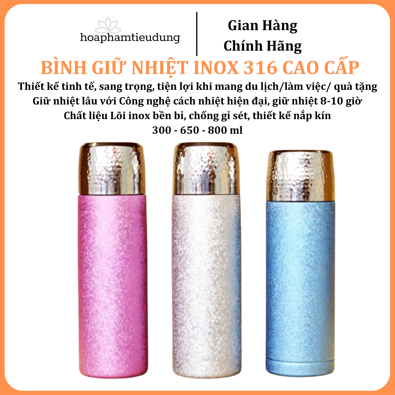  Bộ sưu tập Bình/Ly giữ nhiệt Inox 316 tinh tế, thời trang, tiện lợi thích hợp làm quà tặng/ mang theo đi làm, đi học/ du lịch 