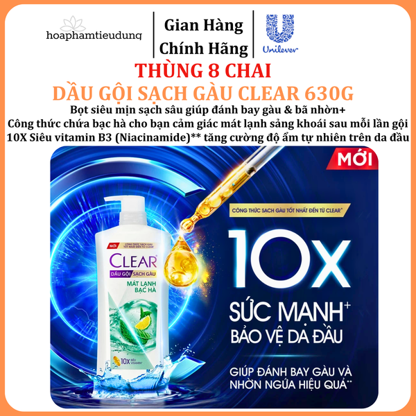 Dầu gội sạch gàu Clear đánh bay gàu & nhờn ngứa, sảng khoái cả ngày dài 630g 