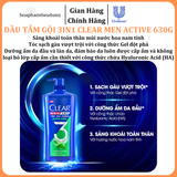  Dầu Tắm - Gội - Dưỡng Mát Lạnh 3 trong 1 cho nam Clear Men Active 630g 