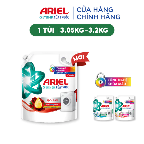  Nước Giặt ARIEL Chuyên Gia Cửa Trước Ngăn Lem Màu Hương Nắng Sớm/ Sen & Nhài/ Đam Mê Túi 3.05 - 3.2 KG 