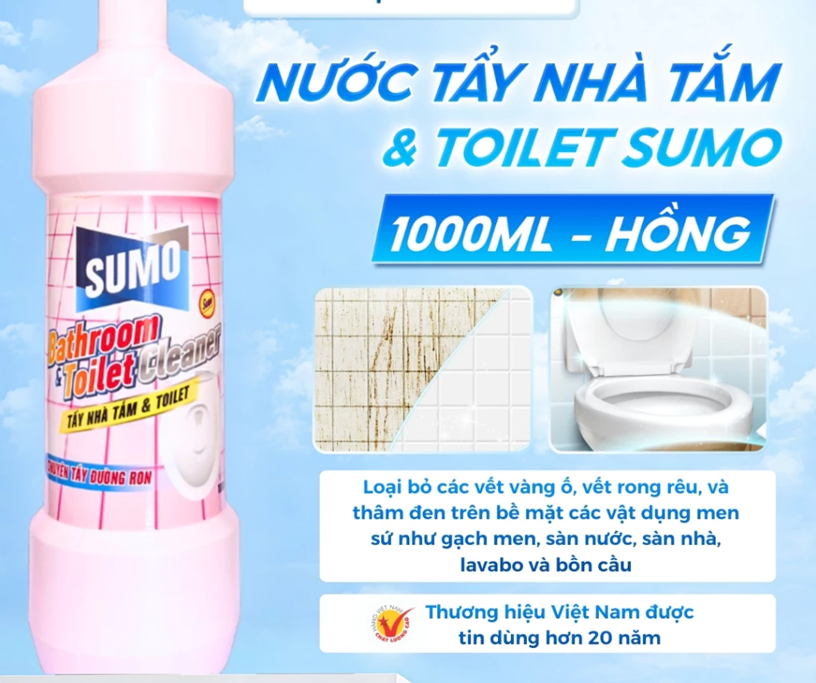  Nước Tẩy Nhà Tắm Và Toilet Sumo 1000ml - Trắng Tẩy Đồ Dùng Bằng Sứ Tẩy Bồn Sứ 