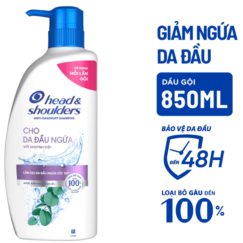  Dầu Gội Sạch Gàu HEAD & SHOULDERS Bạc Hà/ Giảm Ngứa Da Đầu/ Hương Chanh/ Sạch Sâu/ Làm Sạch Vi Khuẩn Chai 850ml 