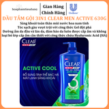  Dầu Tắm - Gội - Dưỡng Mát Lạnh 3 trong 1 cho nam Clear Men Active 630g 