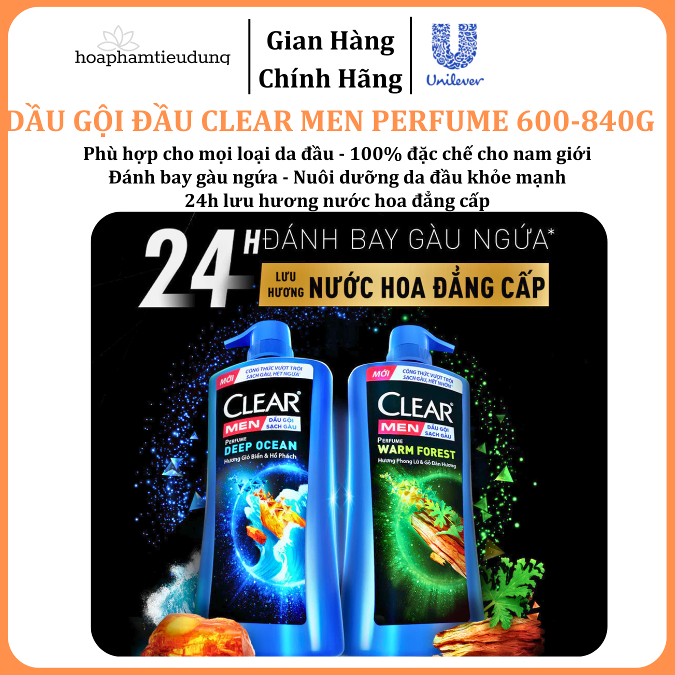  Dầu Gội Đầu cho nam Clear Men đánh bay gàu, ngứa và vi khuẩn mát lạnh cực đỉnh suốt ngày dài 600-900g 