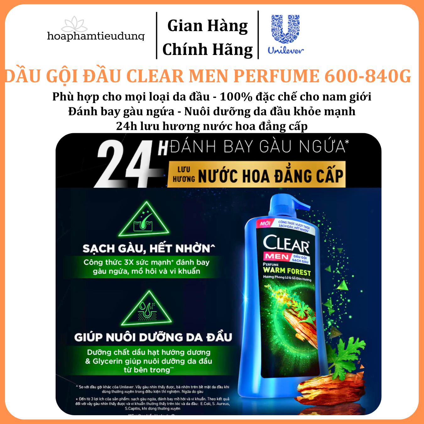  Dầu Gội Đầu cho nam Clear Men đánh bay gàu, ngứa và vi khuẩn mát lạnh cực đỉnh suốt ngày dài 600-900g 