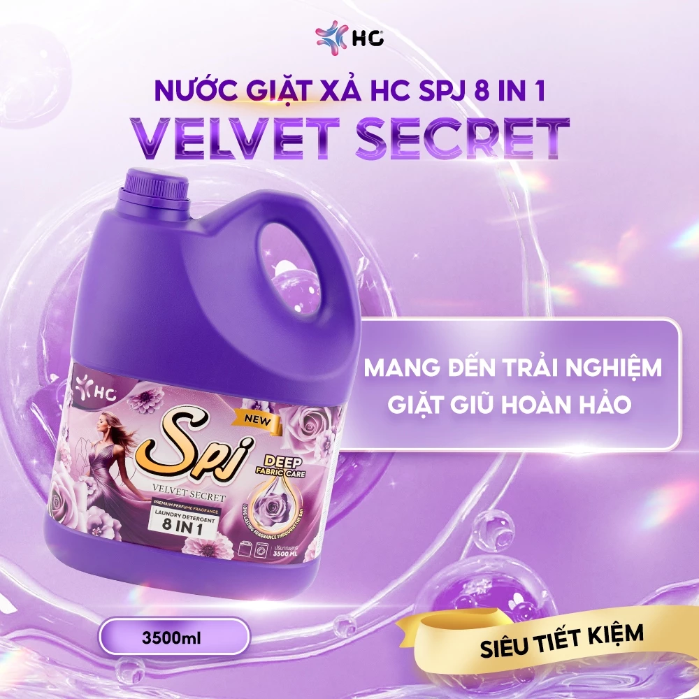  Nước Giặt Xả HC SPJ – Bản 8 IN 1 Cải Tiến, Nhiều Mùi Hương, Làm Sạch Vết Bẩn, Mềm Vải 
