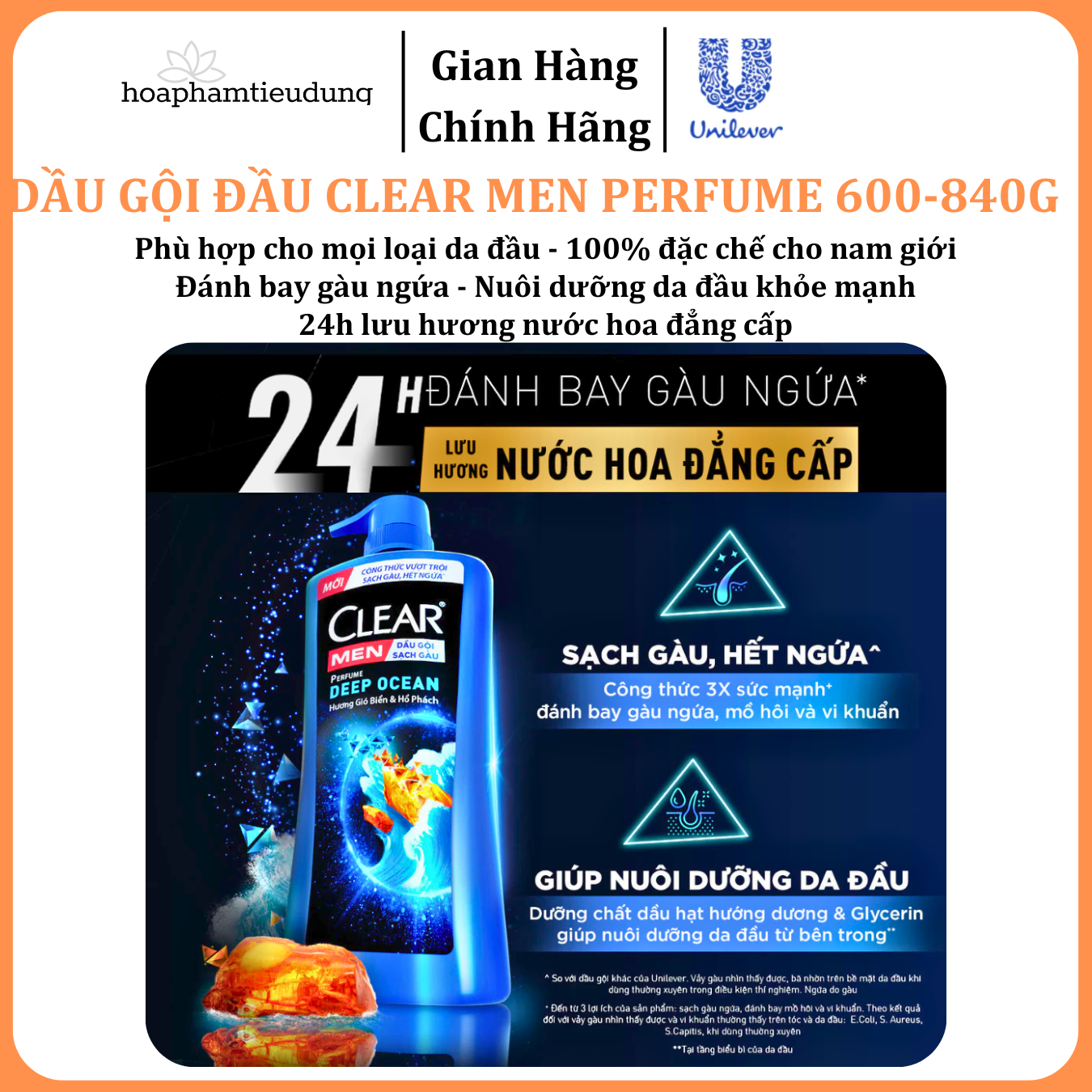  Dầu Gội Đầu cho nam Clear Men đánh bay gàu, ngứa và vi khuẩn mát lạnh cực đỉnh suốt ngày dài 600-900g 