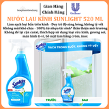  Nước lau kính Sunlight Siêu nhanh Phiên bản nâng cấp từ Cif Sạch trong suốt, không tỳ vết Chai 520ml 