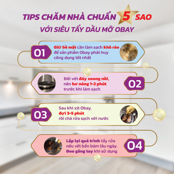  Siêu tẩy dầu mỡ OBAY 450ml (tẩy hút mùi nhà bếp, bếp gas, đáy xoong, mặt bếp….) 