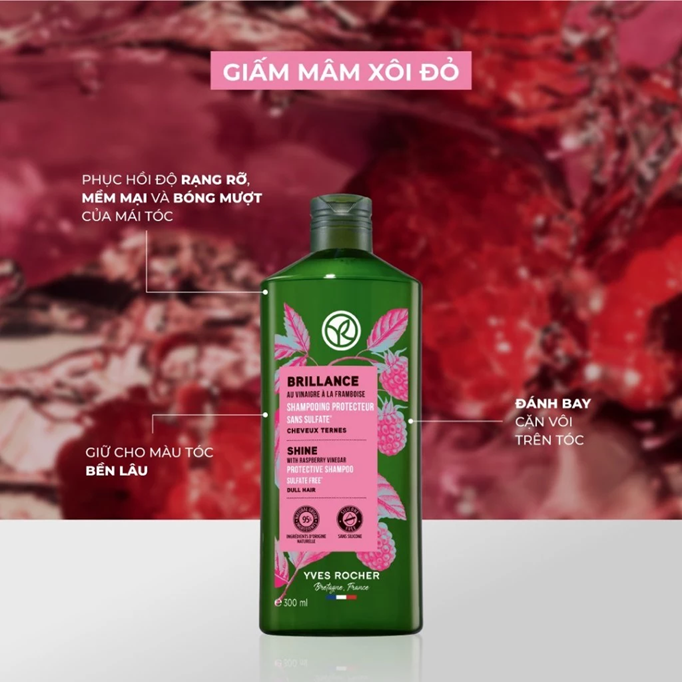  Dầu gội giữ màu tóc nhuộm và giúp tóc bóng mượt Yves Rocher Shine Protective Shampoo 300ml 