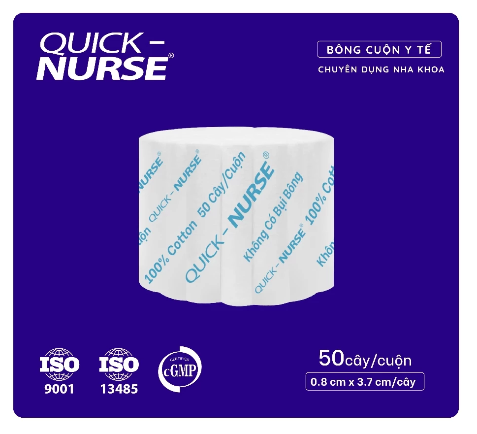  Bông Cuộn Nha Khoa QUICK-NURSE 0.8x3.7cm 600 Que/Bao 