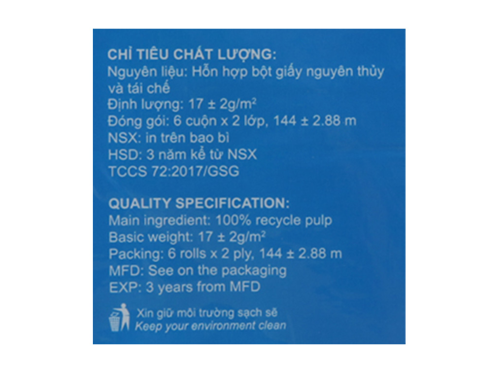  Giấy vệ sinh Saigon Clean 2 lớp 10cm x 12cm 