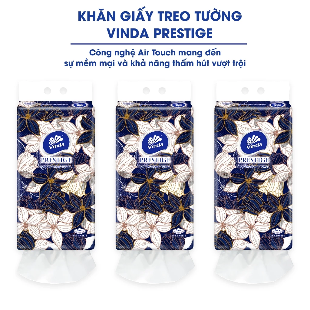  Khăn giấy treo tường cao cấp Vinda Prestige 4D 3 lớp 212 tờ 