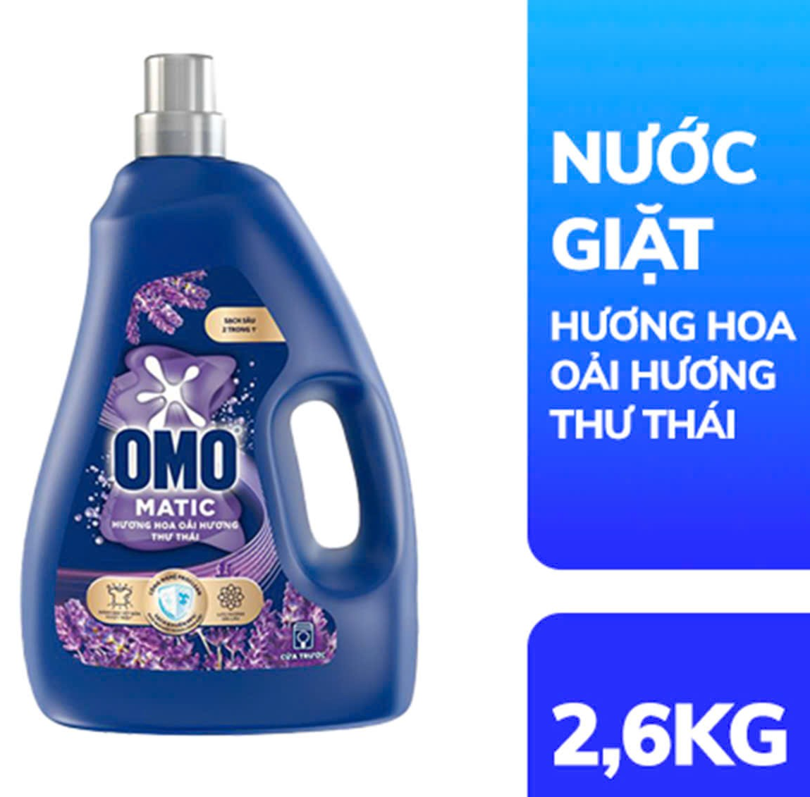  Nước giặt Omo Matic Can 2.6-2.7 Kg  oải hương/ nước hoa tinh tế/ sạch thơm vượt trội 
