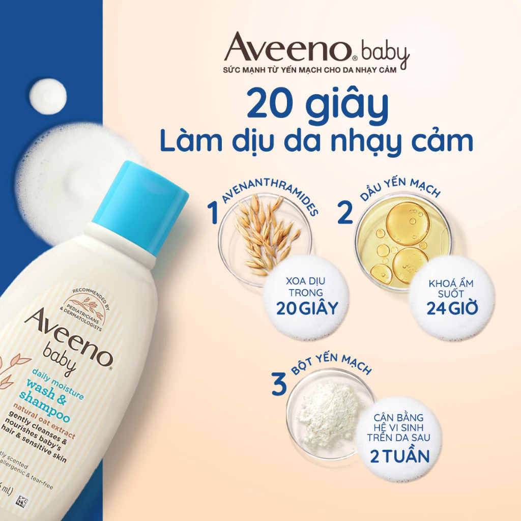  Sữa tắm gội toàn thân Aveeno baby 236ml 